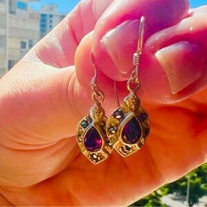 Elegant Amethyst & Sterling Silver Dangle Earrings